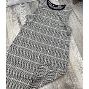 Tommy S Dress Sleeveless Sheath Houndstooth Brown Gold Blue Hilfiger